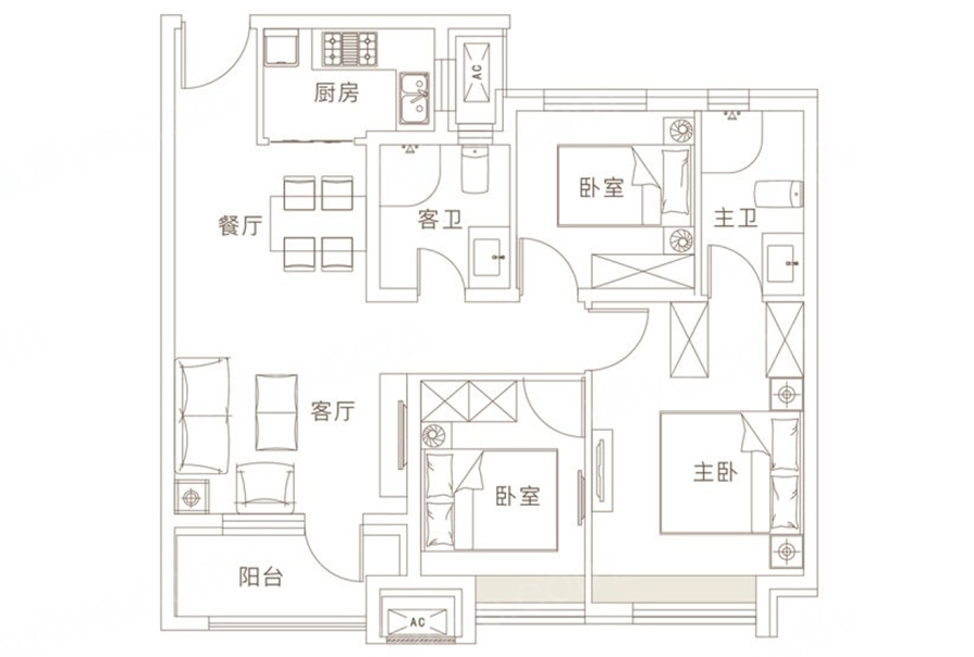 豪利777现代简约风格户型图